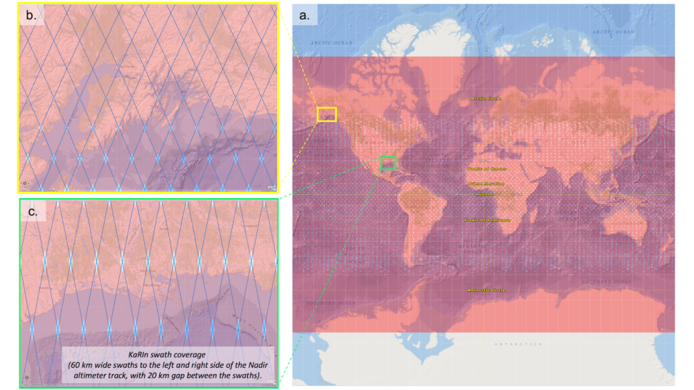 SWOT satellite spatial coverage.