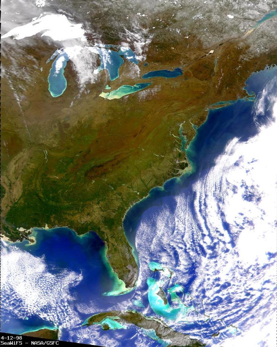 SeaWiFS image of the eastern United States on April 12, 1998