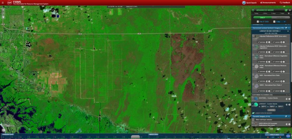 Landsat false-color imagery embedded in the FIRMS portal makes it easier to spot fire burn scars.