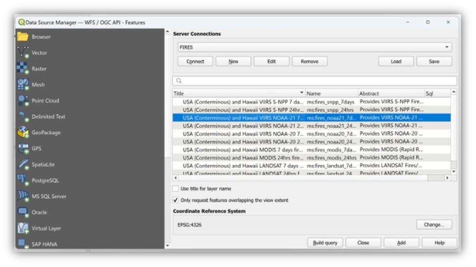 Select FIRMS Layer