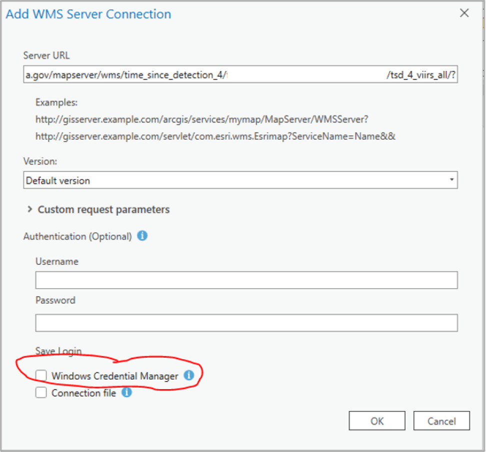 Adding WMS Server Connection
