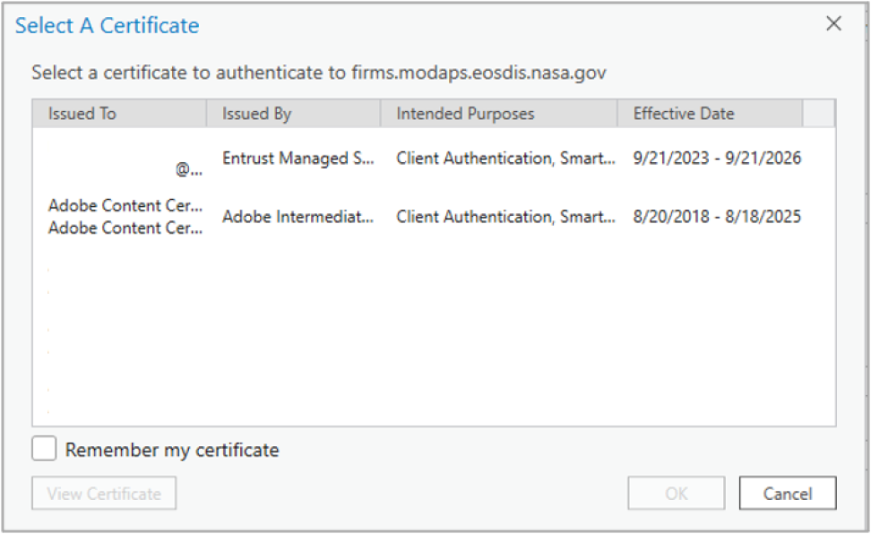 Select A Certificate