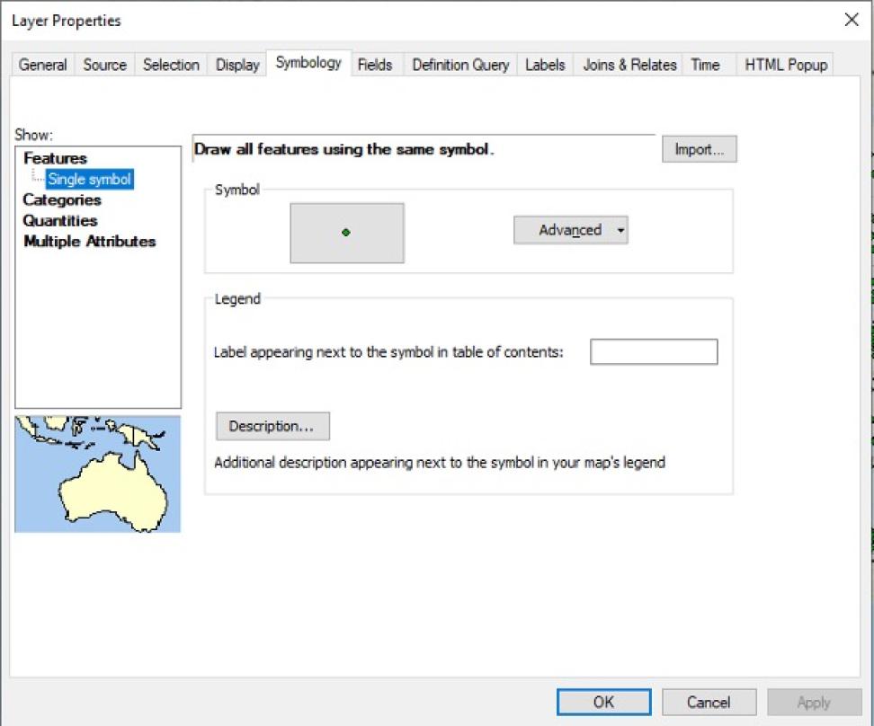 Layer Properties Symbology Window