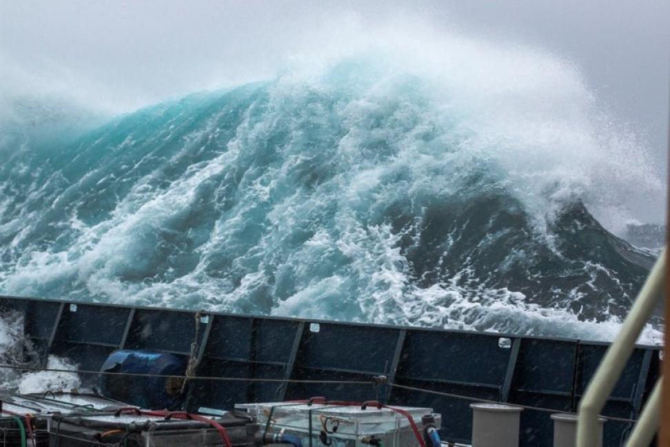 Image of storm waves captured during the NAAMES campaign aboard the research vessel