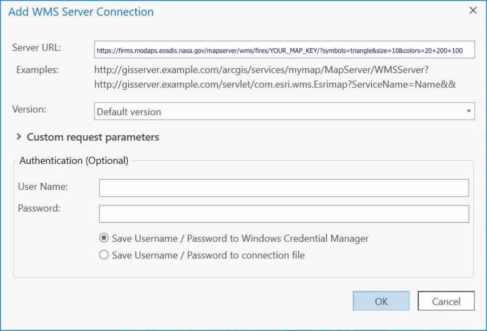 Adding WMS Server Connection
