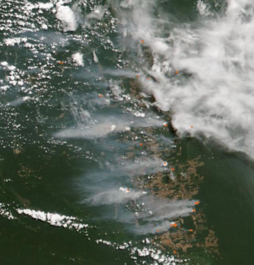 This is an image of smoke and fires in Brazil on August 13, 2022.