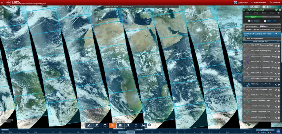Swath outline and TCC for Aqua MODIS