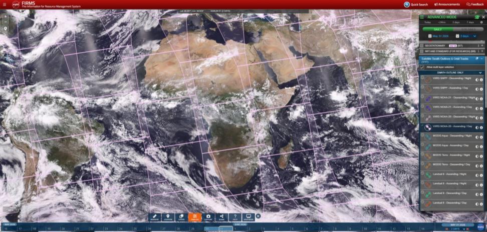Swath Outline & true color composite imagery for NOAA20 VIIRS 053126