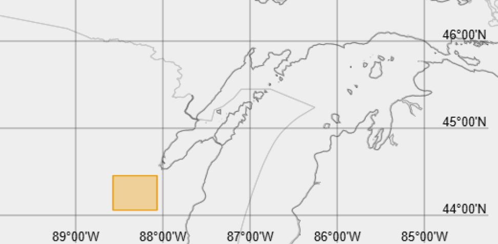 Data bounding box on a Wisconsin map