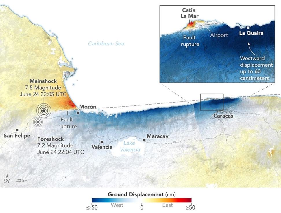 NISAR data were used to map ground displacement after June 2026 earthquakes in Venezuela