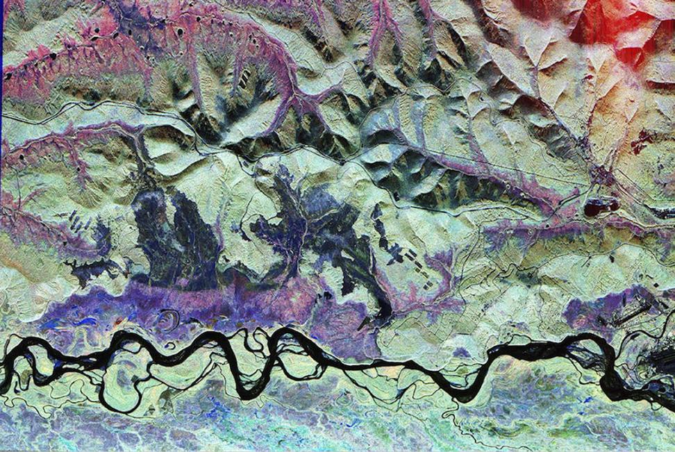 View of Bonanza Creek in Yukon Territory, Canada, as seen with AIRSAR in 1993