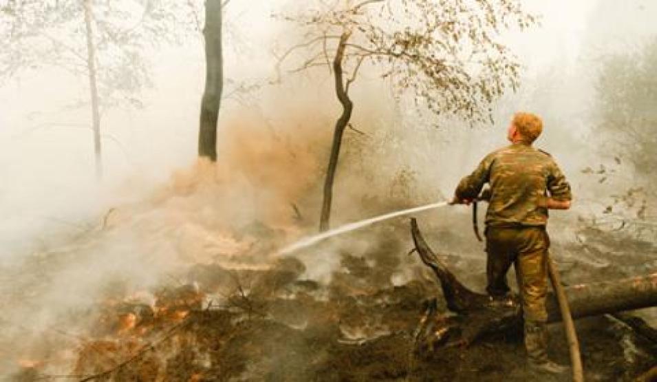 Photograph of a ground fire near the Moscow Region, Russia