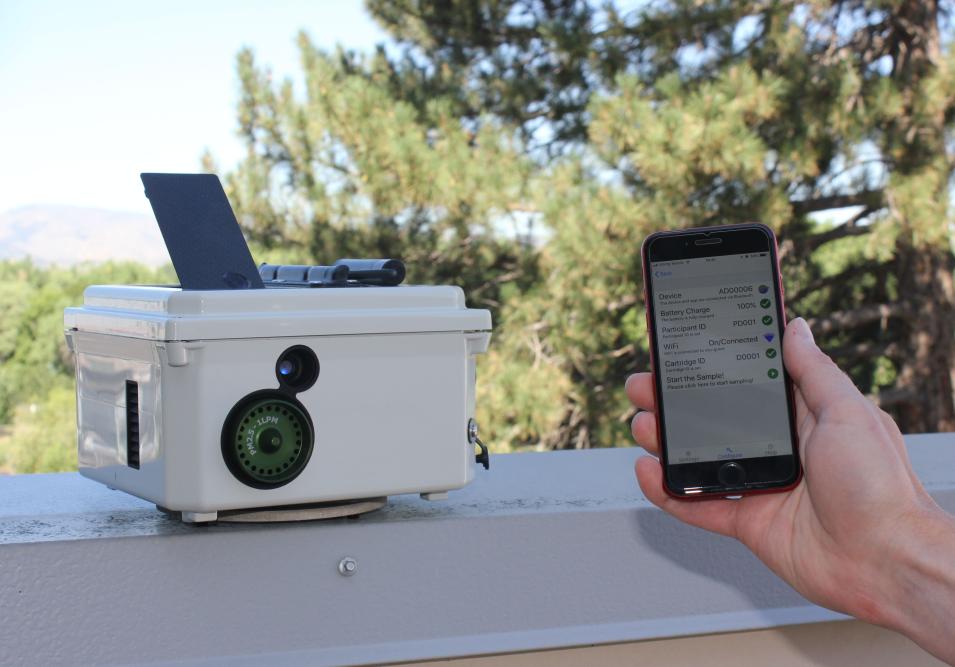 Photo of updated Aerosol and Optical Depth (AMOD) instrument version 2 with added features labeled.