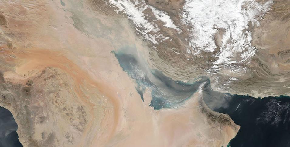 Dust Storm in the Persian Gulf on 21 January 2018 (Suomi-NPP/VIIRS)