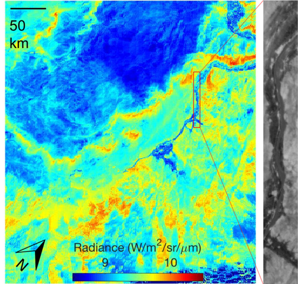 ECOSTRESS first data image of Egypt and the Nile River.