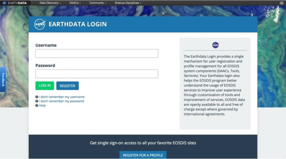 Earthdata Login splash page