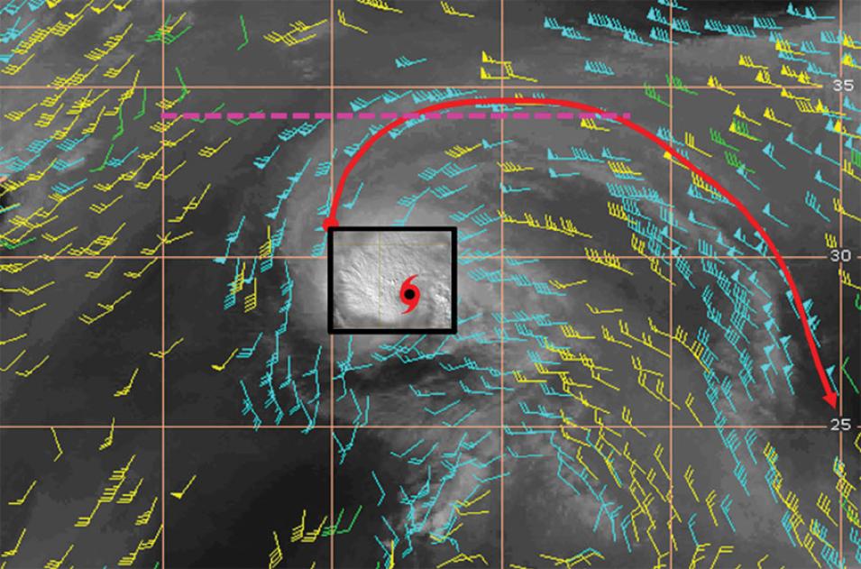 Data image showing motion vectors for Hurricane Nadine