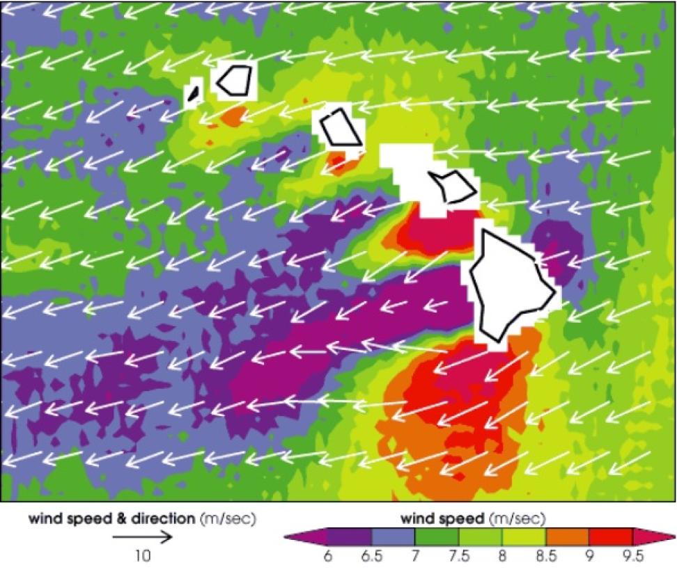 SeaWinds QuikSCAT Hawaiian wake