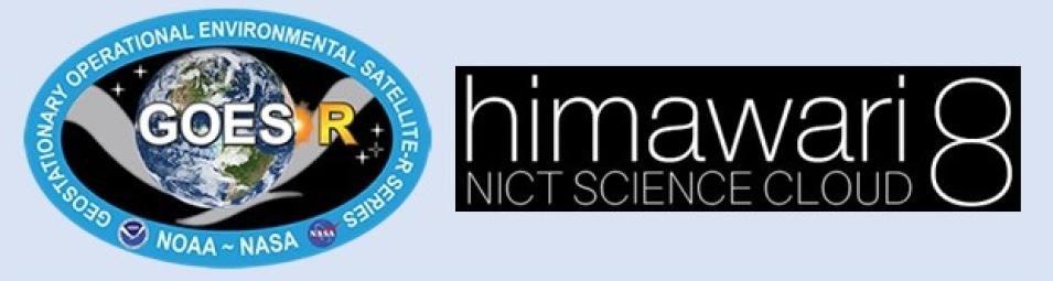 Image showing the GOES-R logo and the Himawari-8 logo side-by-side.