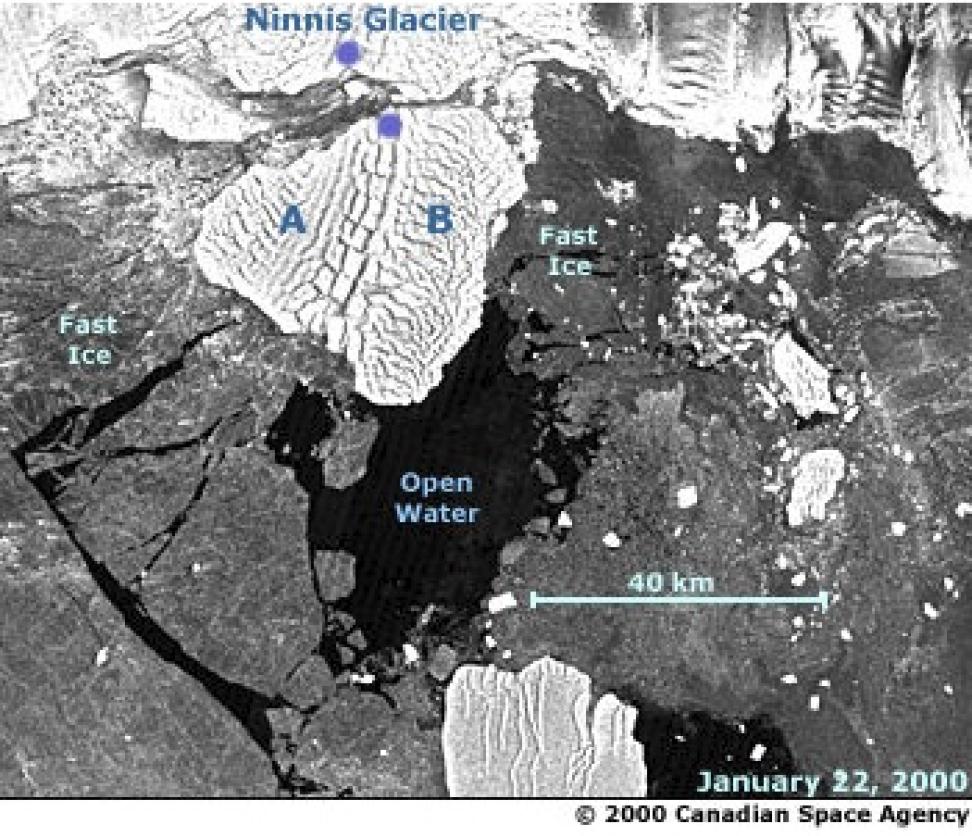 Ninnis Glacier Tongue initial calving
