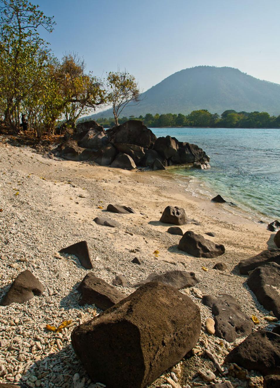 Photograph of islands in the Sunda Strait, near Krakatoa.