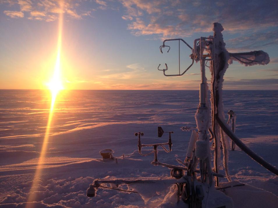 Photograph of an instrument tower in the Barrow, Alaska