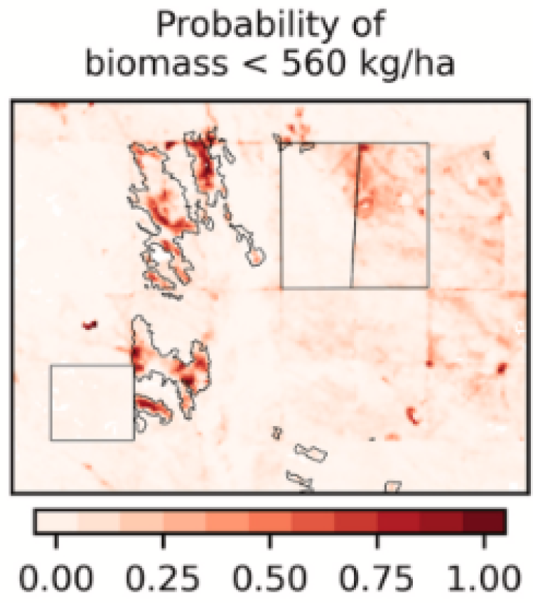 Probability of biomass < 560 kg/ha (provided by USDA-ARS)