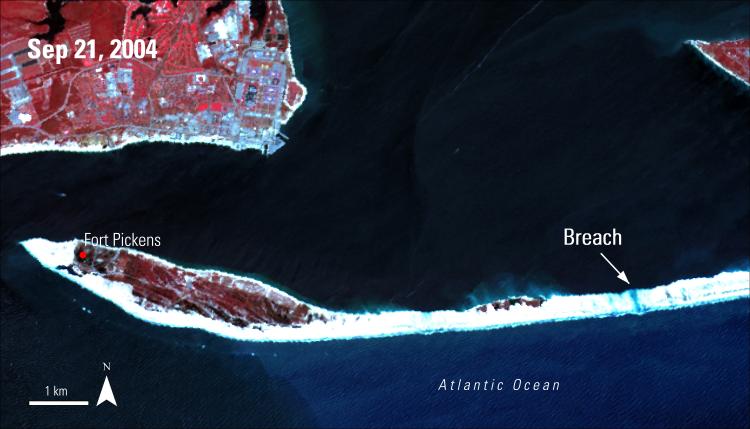 ASTER image of Fort Pickens Road acquired Sep 21, 2004 before storm.