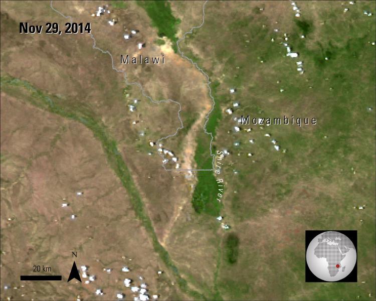 An Aqua MODIS image captured on November 29, 2014, before the rainy season began.