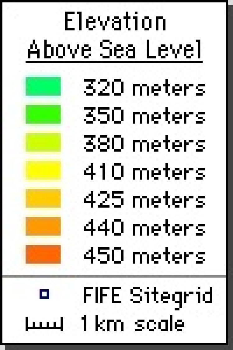 Elevation above sea level legend for the FIFE site map.