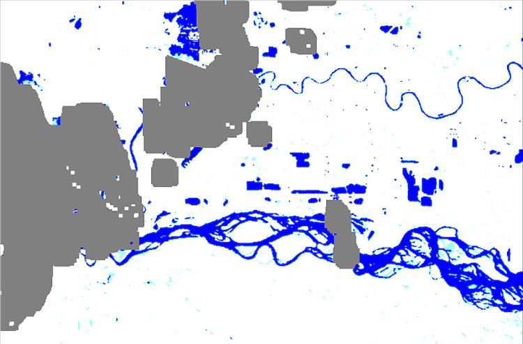 Surface water extent over Fairbanks, Alaska.