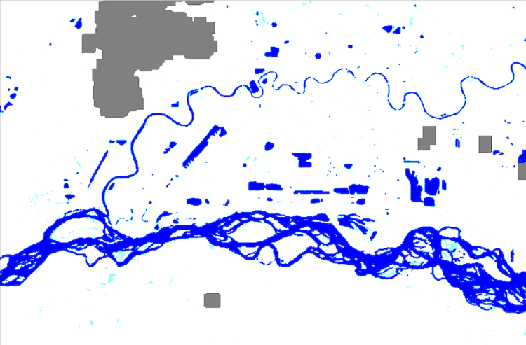 Surface water extent over Fairbanks, Alaska.