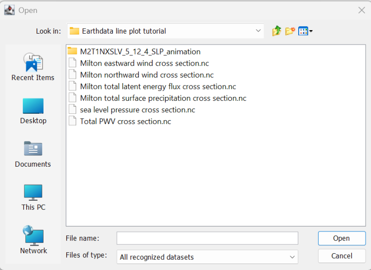 Panoply dashboard showing available files.