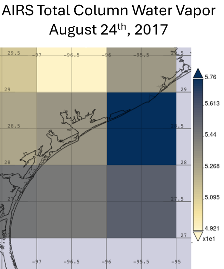 AIRS Total Column Water Vapor on August 24, 2017. 
