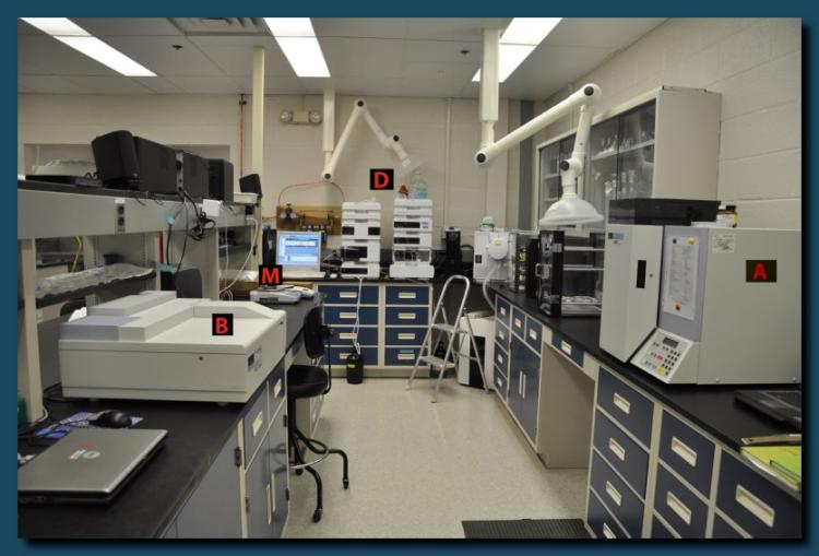 NASA’s Ocean Ecology Lab is equipped with many instruments to enable reagent preparation.
