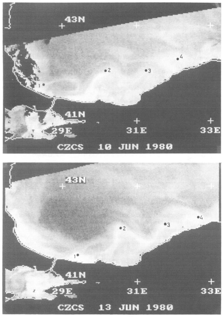 Two examples of CZCS Level 2 data showing the southern Black Sea and Sea of Marmara. 