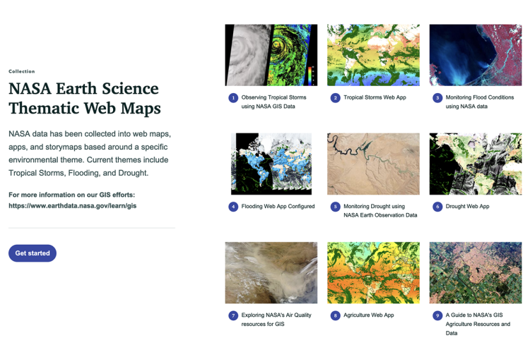 Grid of Earth science images, each linking to a StoryMap.