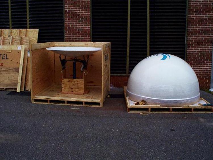 The antenna and radome are uncrated