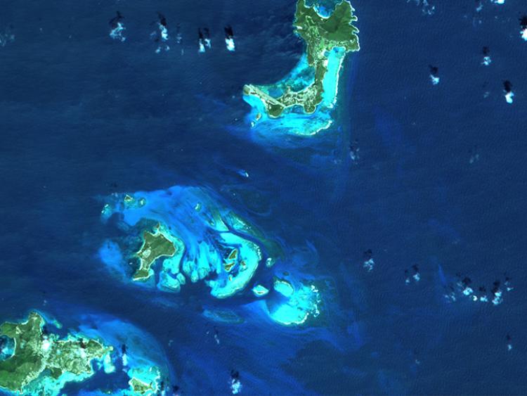 RapidEye image from 12 Feburary 2012 shows some of the Grenadine Islands.