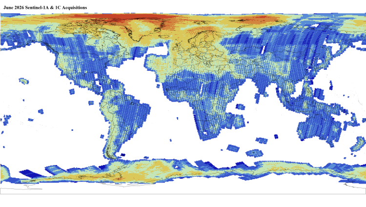 Sentinel-1A and 1C Level 1 GRD data coverage - June 2026