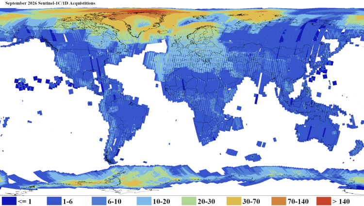 Sentinel-1C and 1D Level 1 GRD data coverage - September 2026