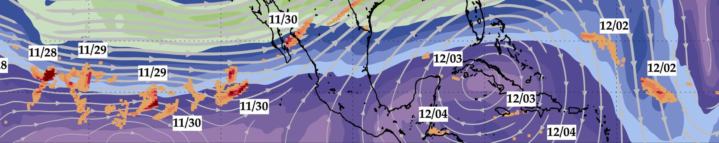 NASA's AIRS Instrument Tracks Volcanic Sulfur Dioxide Plume from Mauna Loa to Texas over Three Days 