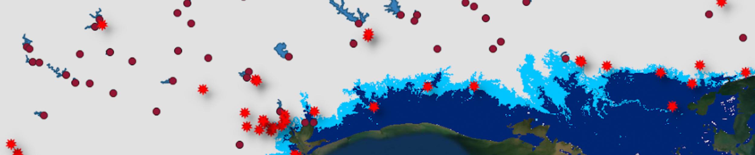 image of points on a map created using GIS 