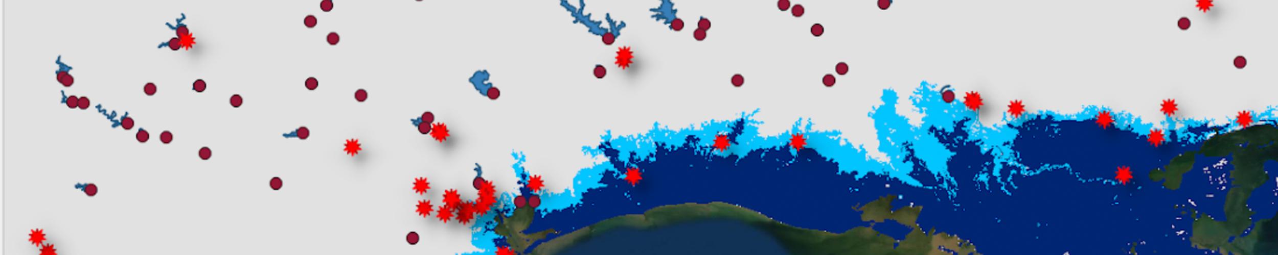 image of points on a map created using GIS 