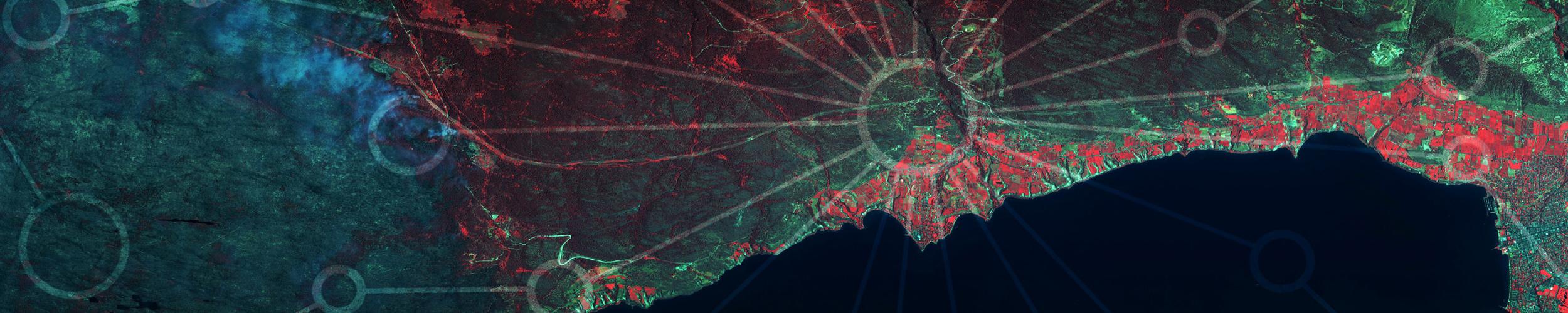 land data with circles highligting different points