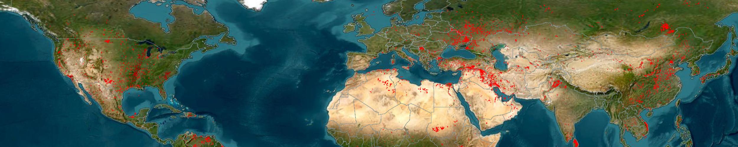 FIRMS global fire location map