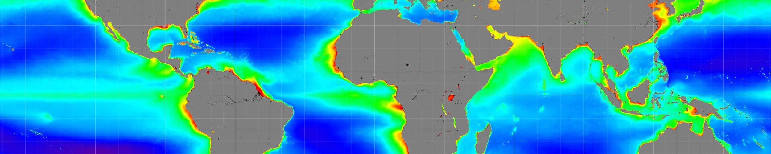 image of ocean color data on world map