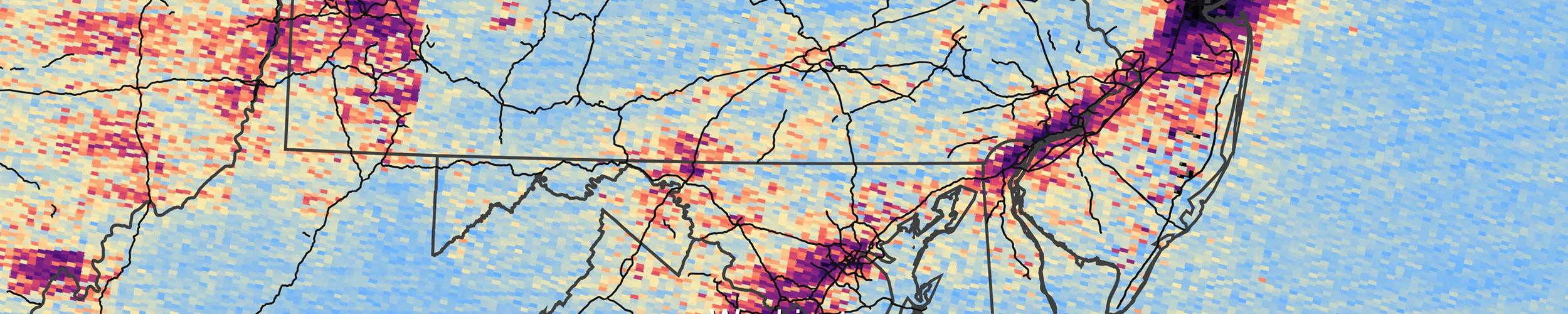 image of TEMPO data over Northeastern US