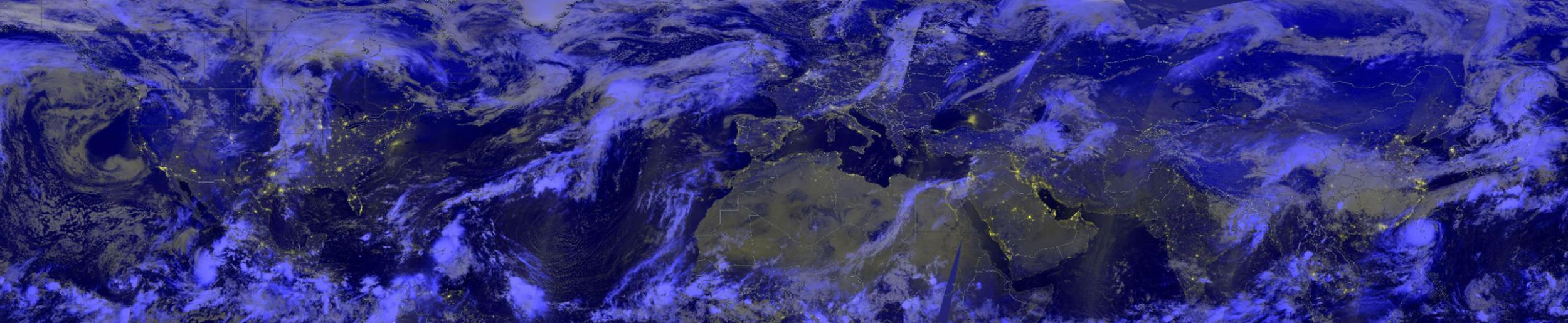 Worldview image showing nighttime lights on earth