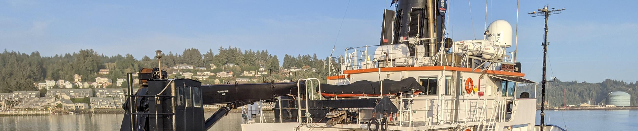 image of NASA ship at dock